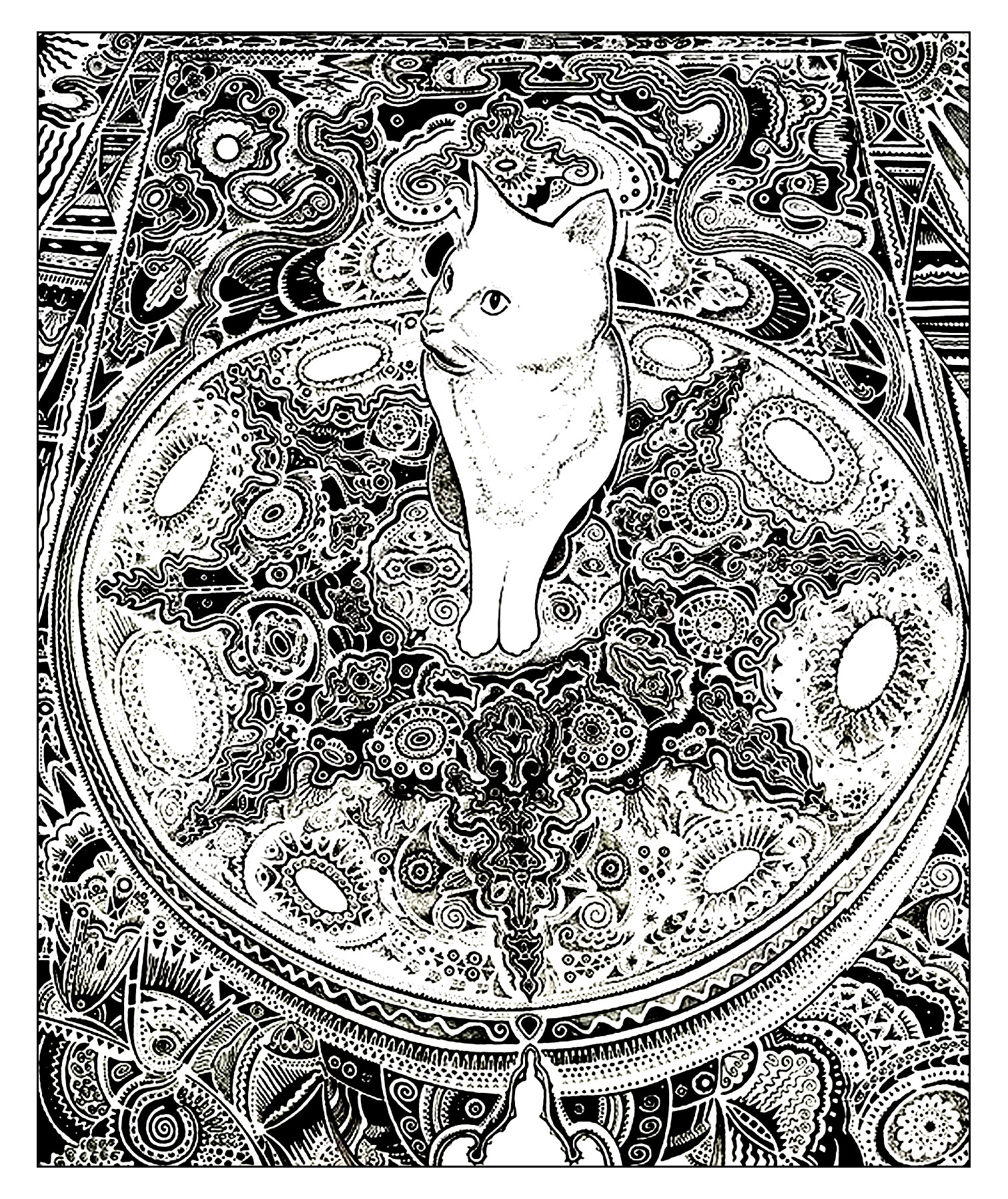 Un chat sur un beau tapis   colorierA partir de la galerie Animaux