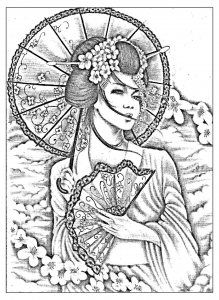 coloriage-geisha-japonaise-tatoo