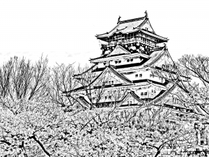 coloriage-temple-of-the-cherry-blossom-season-japon-2