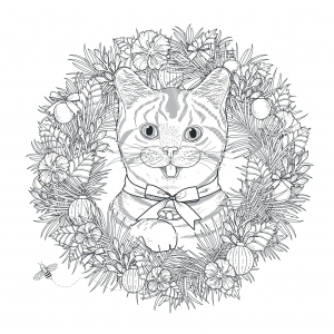 44695499 - adorable kitty coloring page in exquisite style